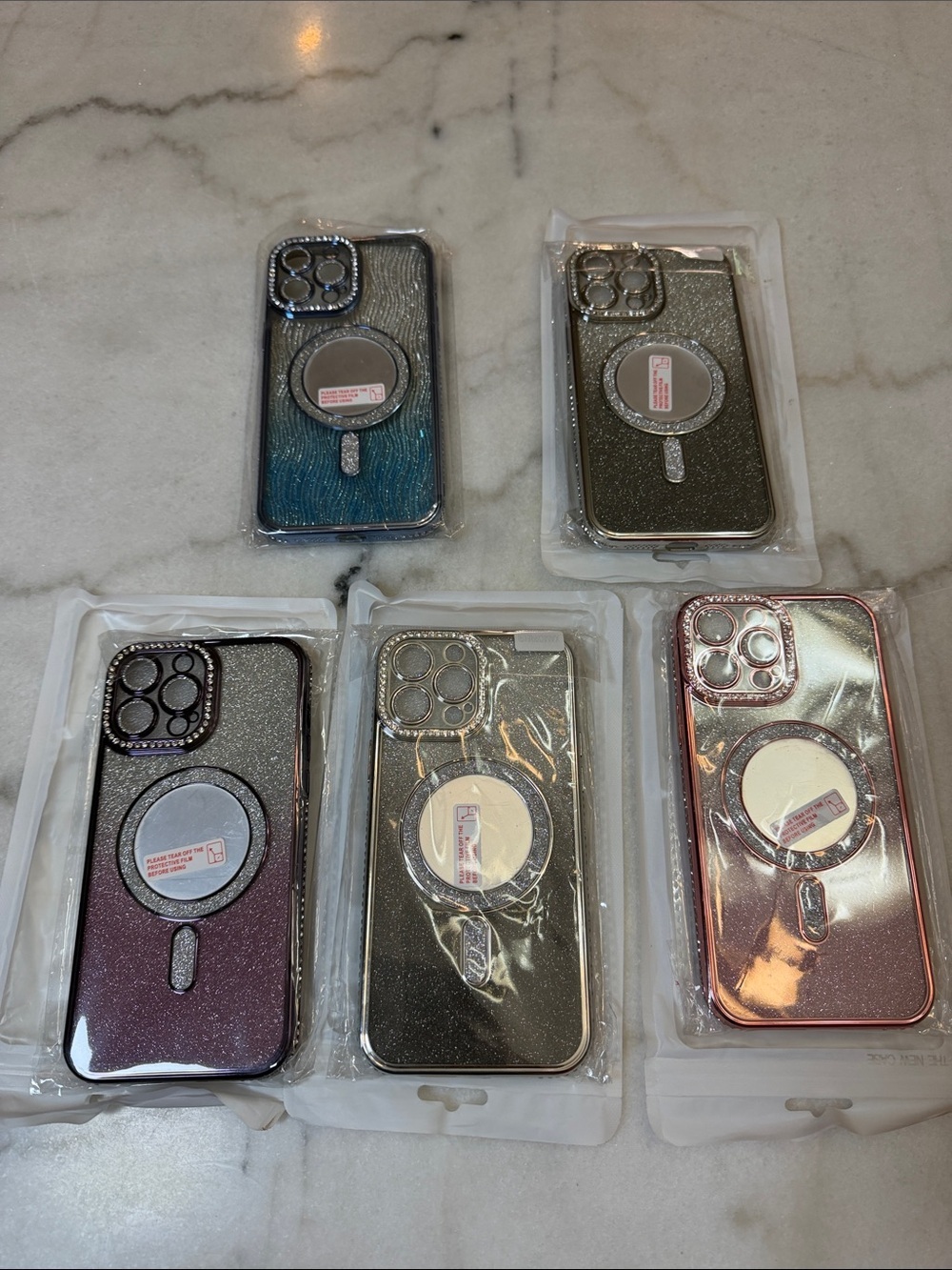 Glitter MagSafe-Compatible Phone Case with Ring - Multiple Colors